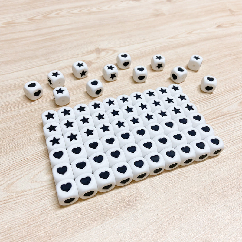 Wholesale 50PCS Valentine's Day 12MM Pentagram Love DIY Silicone Beads