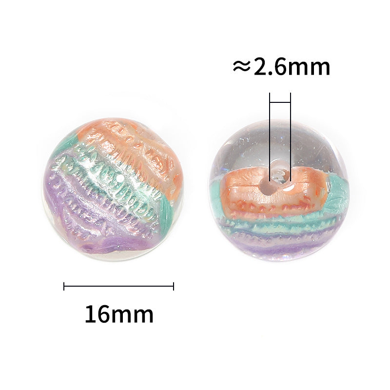 Wholesale 20pcs 16mm Oil Painting Star Five-pointed Star Resin Round Beads Diy Mobile Phone Chain Keychain Accessories Beads