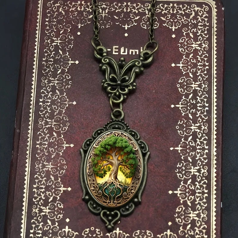 Wholesale Oval portrait flower glass pendant necklace