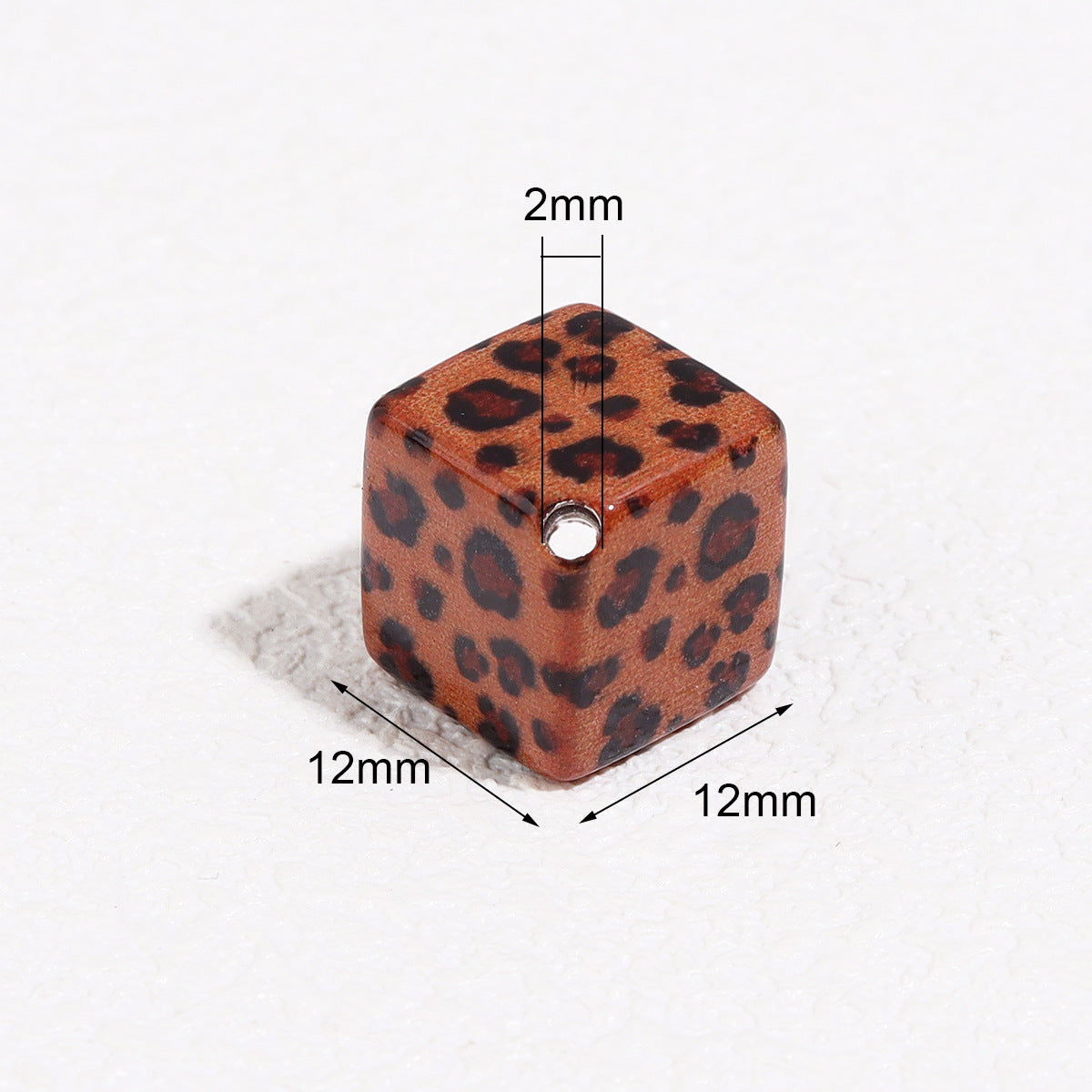 Wholesale 10pcs 12mm printed colored leopard print block acrylic beads