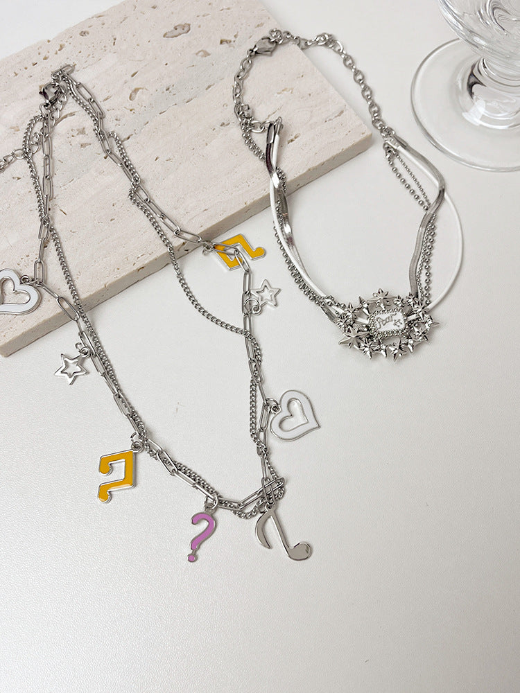 Wholesale Colorful Heart Musical Note Alloy Necklaces