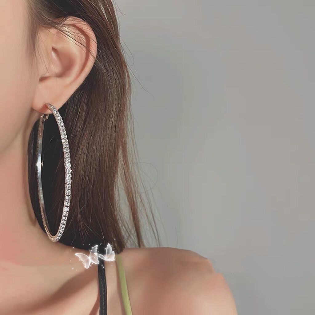 Wholesale Diamond Large Hoop Earrings Exaggerated Earrings