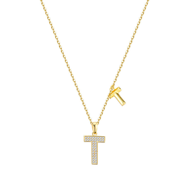 Wholesale Alphabet Double T Clavicle Necklaces
