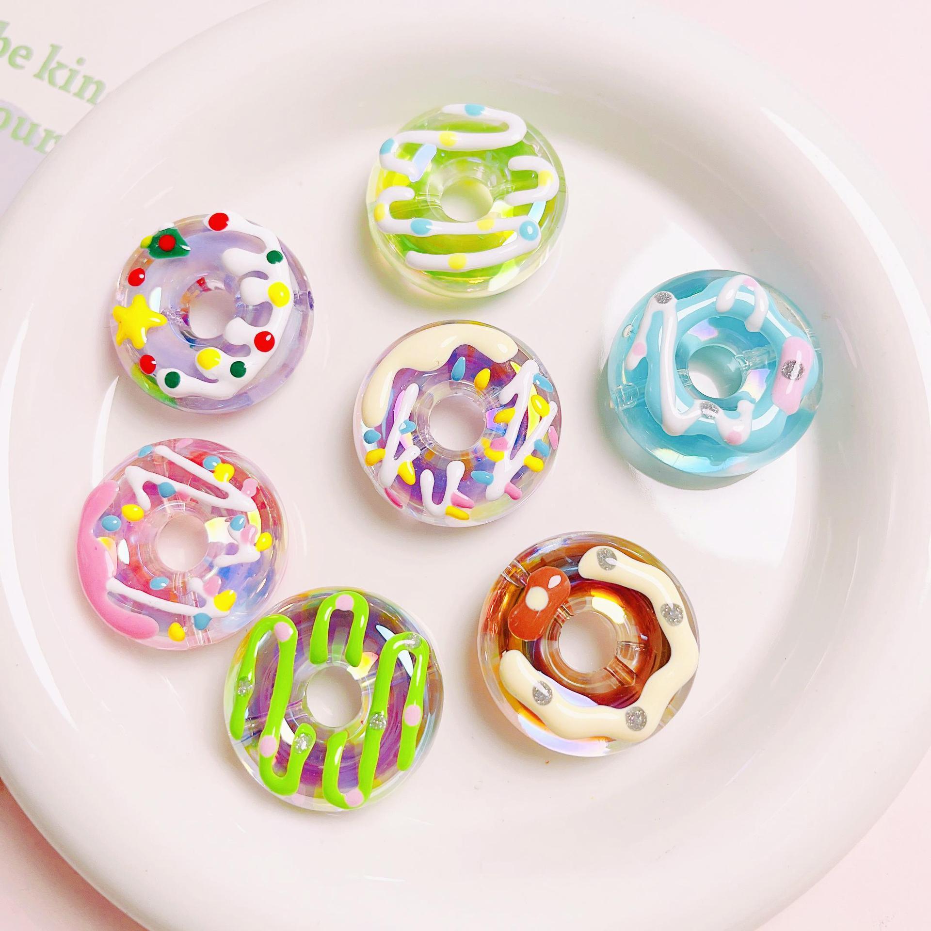 Wholesale Colored Heavy Industry Handdrawn Donut Acrylic Beads