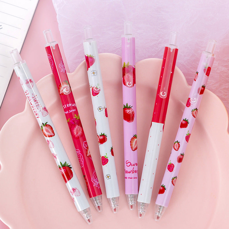 Wholesale Cute and sweet strawberry click gel pen