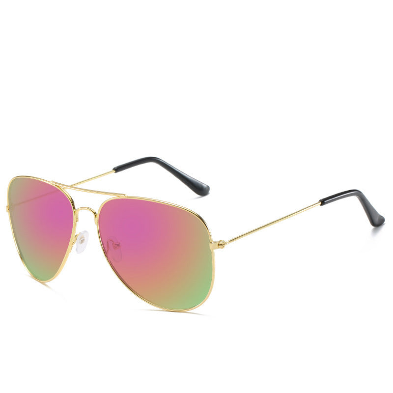 Wholesale Colored reflective metal sunglasses for men and women retro frog glasses