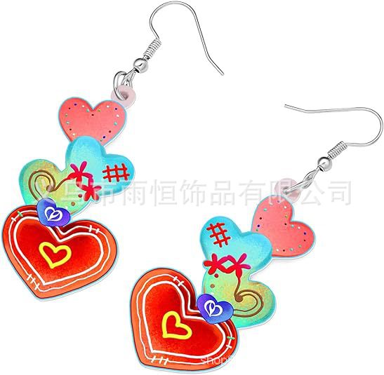 Wholesale Valentine's Day Acrylic  Heart Donut Earrings