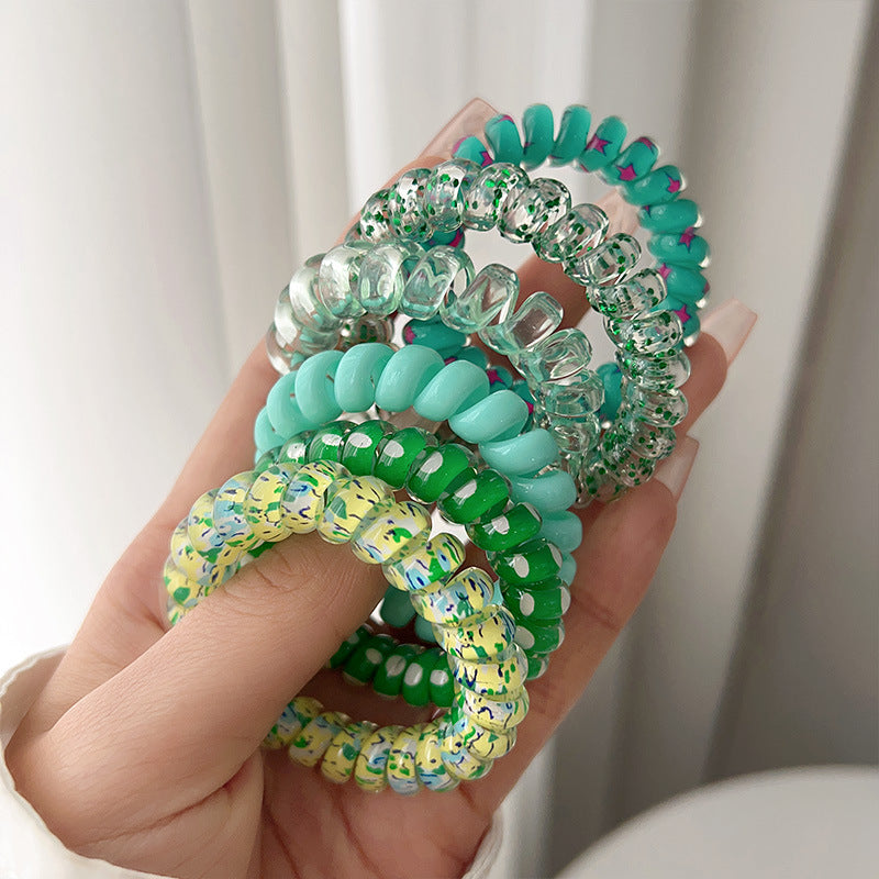 Wholesale Sweet Color Simple No-Trace No-Damage Elastic Band Telephone Line Hair Scrunchies
