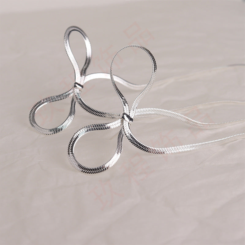 Wholesale Lightweight Stainless Steel Bowknot Blade Chain Earrings