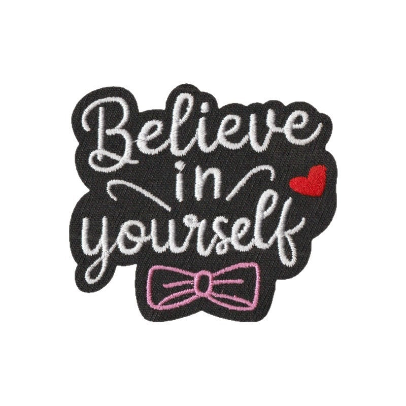 Wholesale Embroidered Patch Set Of 9 Cartoon Math English Phrase Iron On Applique For Clothing Bags Towels DIY Craft Supply