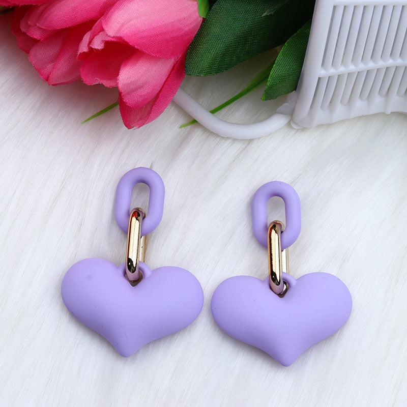 Wholesale Love Acrylic Simple Gold Buckle Chain Earrings