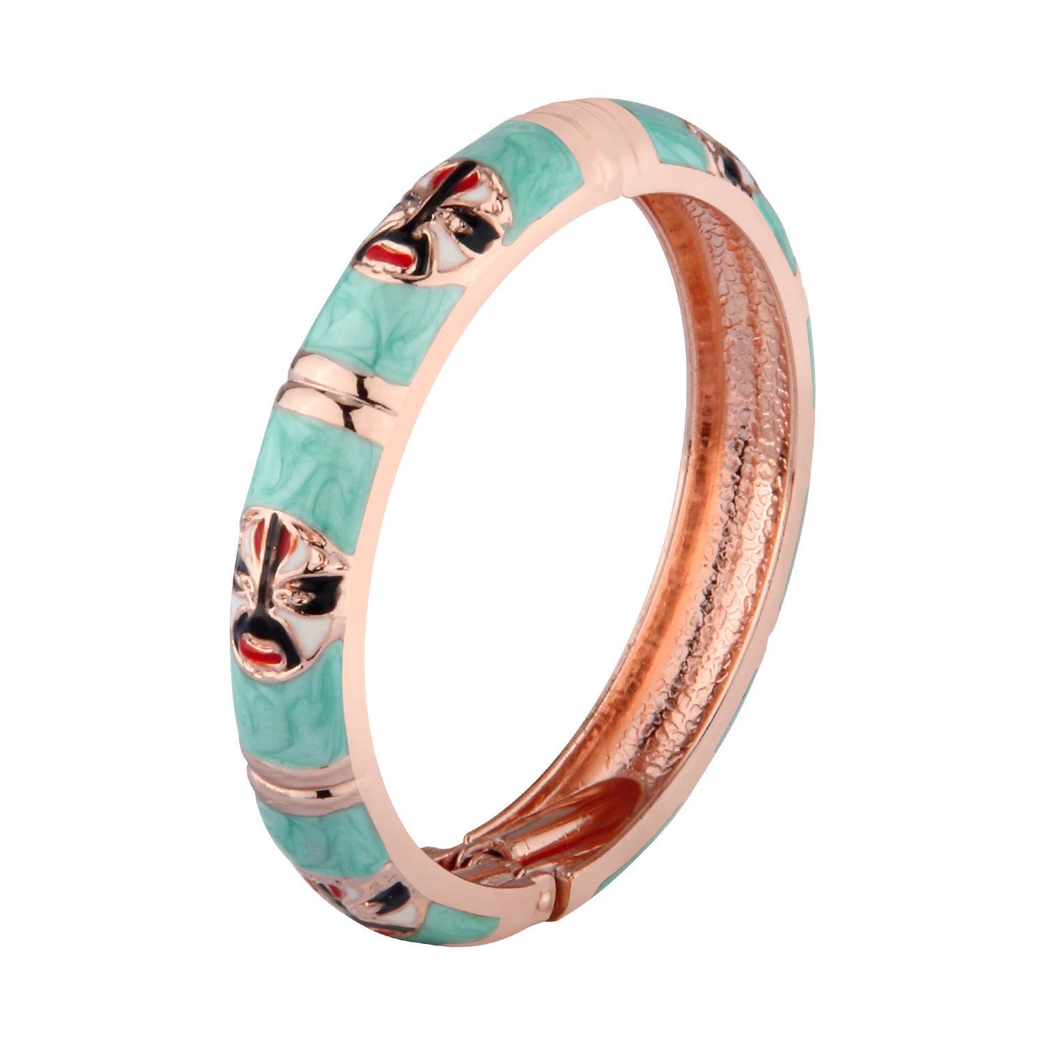 Wholesale Cloisonne Drip Oil Peking Opera Mask Enamel Opening Alloy Bracelet