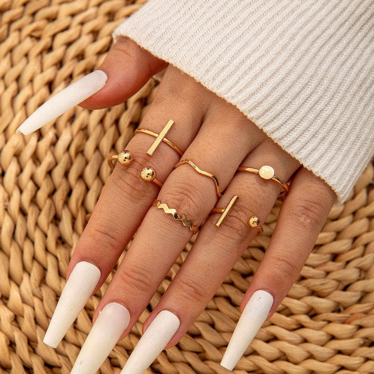 Wholesale Cool style multi-piece set of plain rings