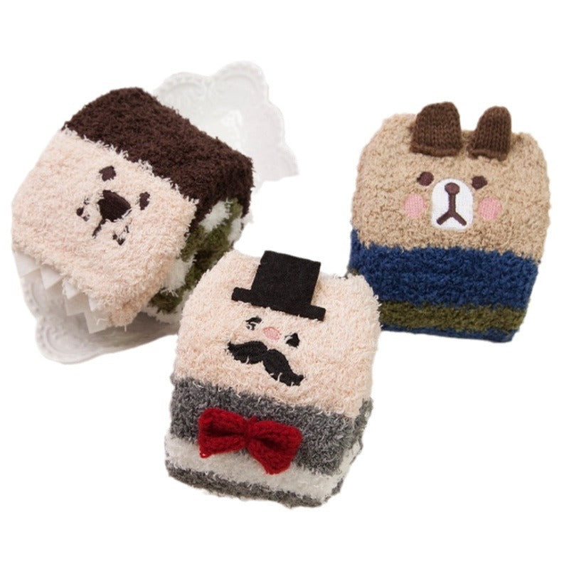 Wholesale Christmas plus velvet warm coral fleece socks gift box