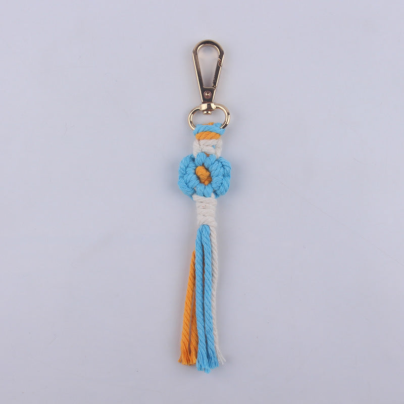 Wholesale Handmade Cotton Thread Woven Cartoon Flower Keychain