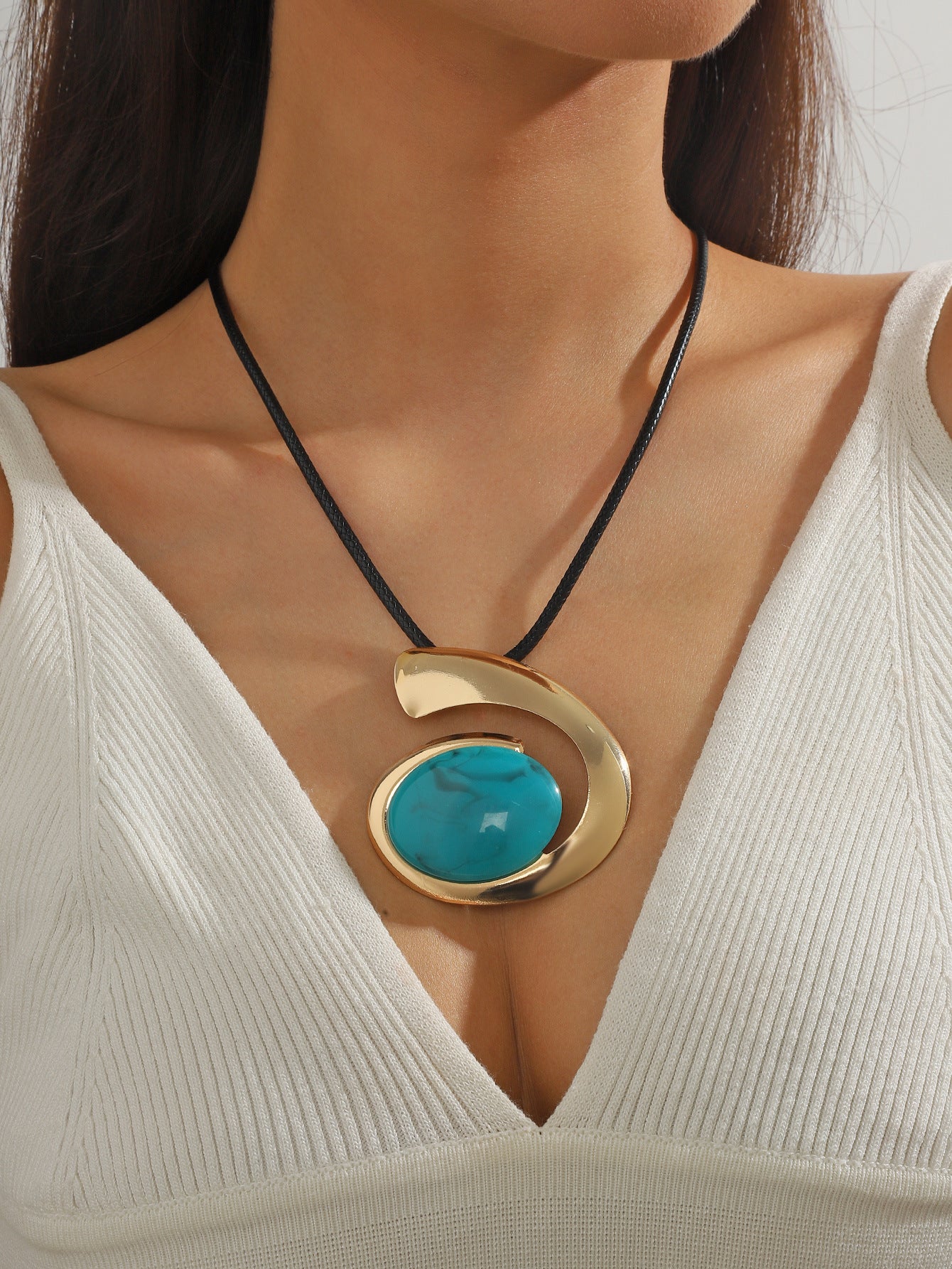 Wholesale Exaggerated alloy turquoise necklace