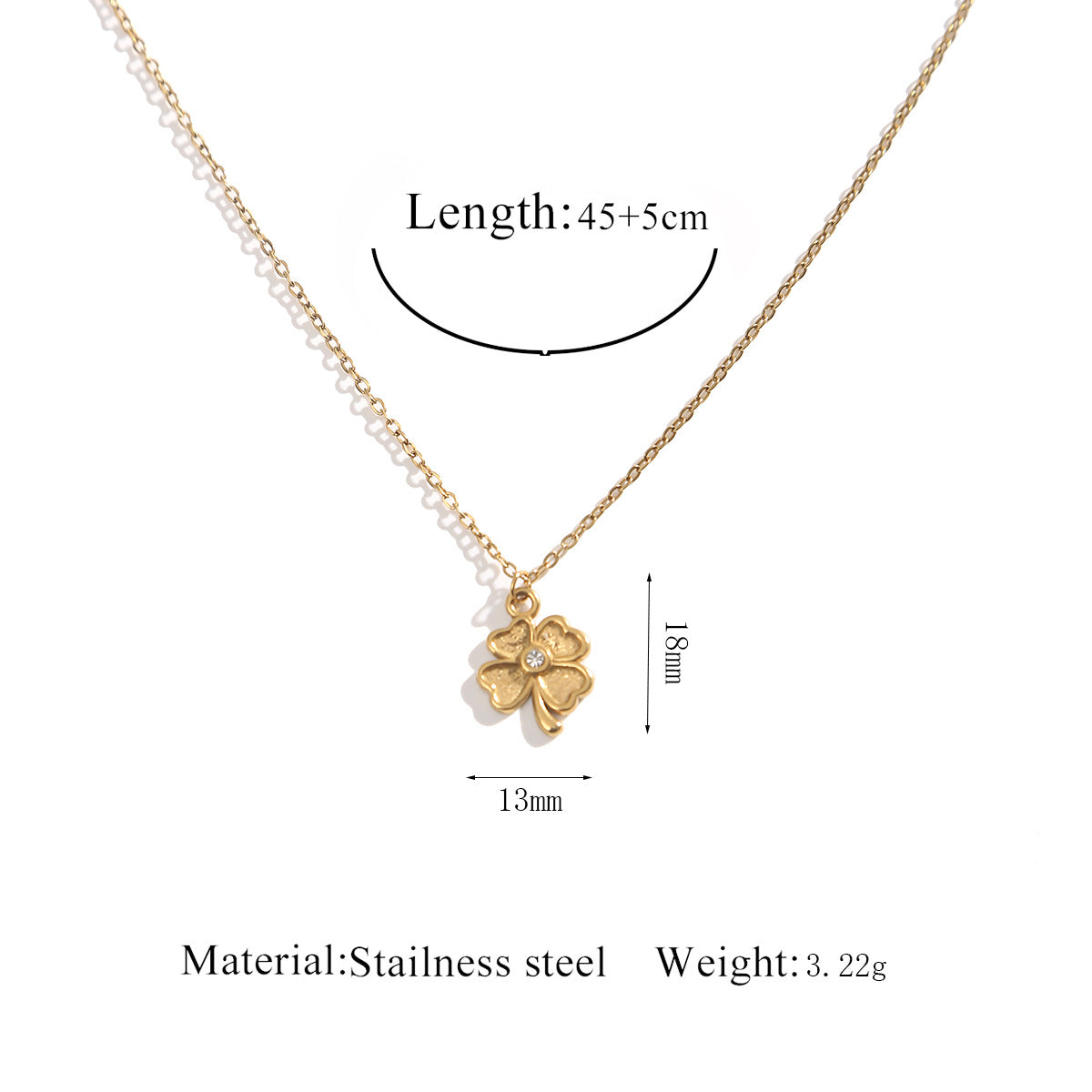 Wholesale Golden Clover Cross Hexagram Diamond Stainless Steel Necklace