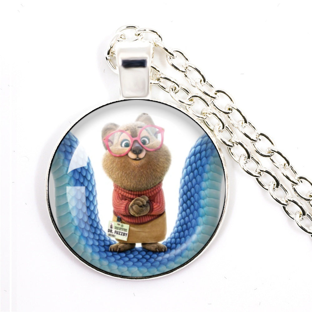 Wholesale Cartoon Cute Animal Time Gem Round Necklace  OLY Exclusive