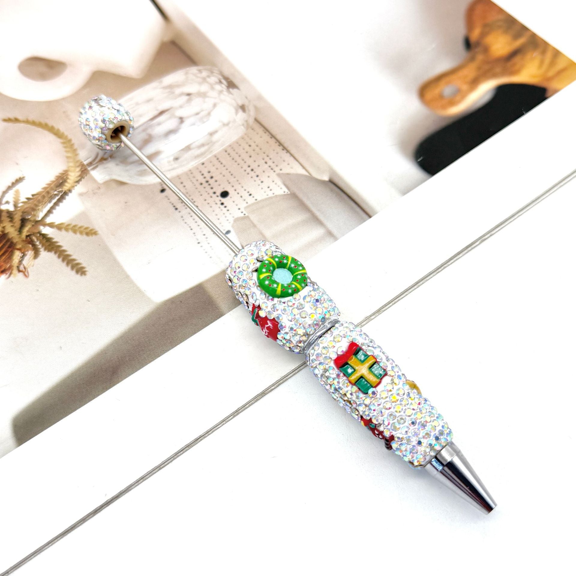 Wholesale Christmas Full Diamond Pen DIY Beadable Pen Elk Snowman