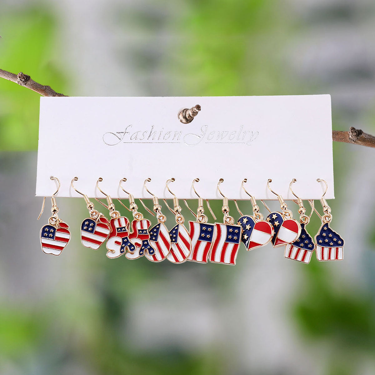 Wholesale Independence Day red  white blue star striped slipper earring set