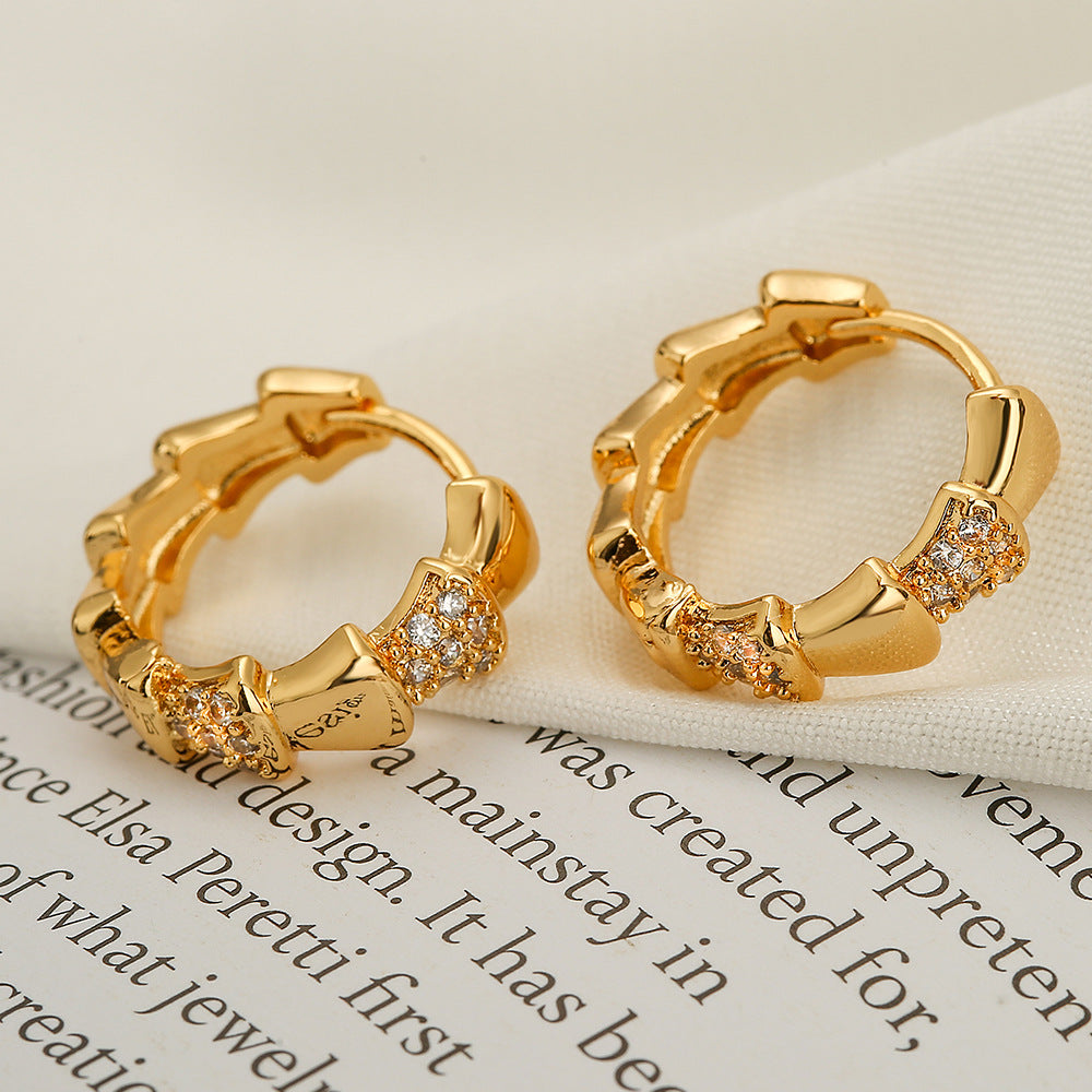 Wholesale Copper Plated Real Gold Zircon Earrings