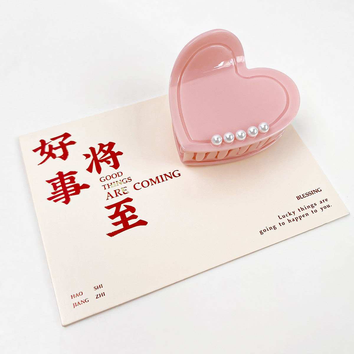 Wholesale Acrylic Diamond Studded Pearl Heart Hair Clips