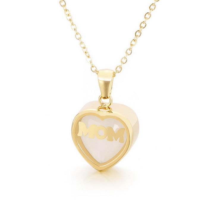 Wholesale new mother's day gift stainless steel heart-shaped necklace