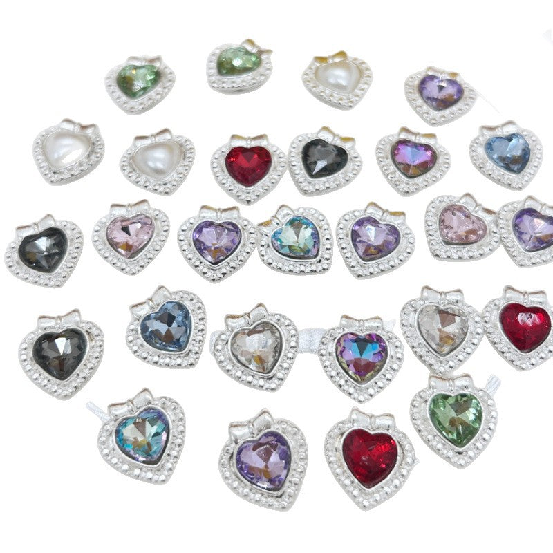 Wholesale 50pcs  Alloy Heart-Shaped Heart Eight-Hole Multi-Color Spacer Crystal Beads
