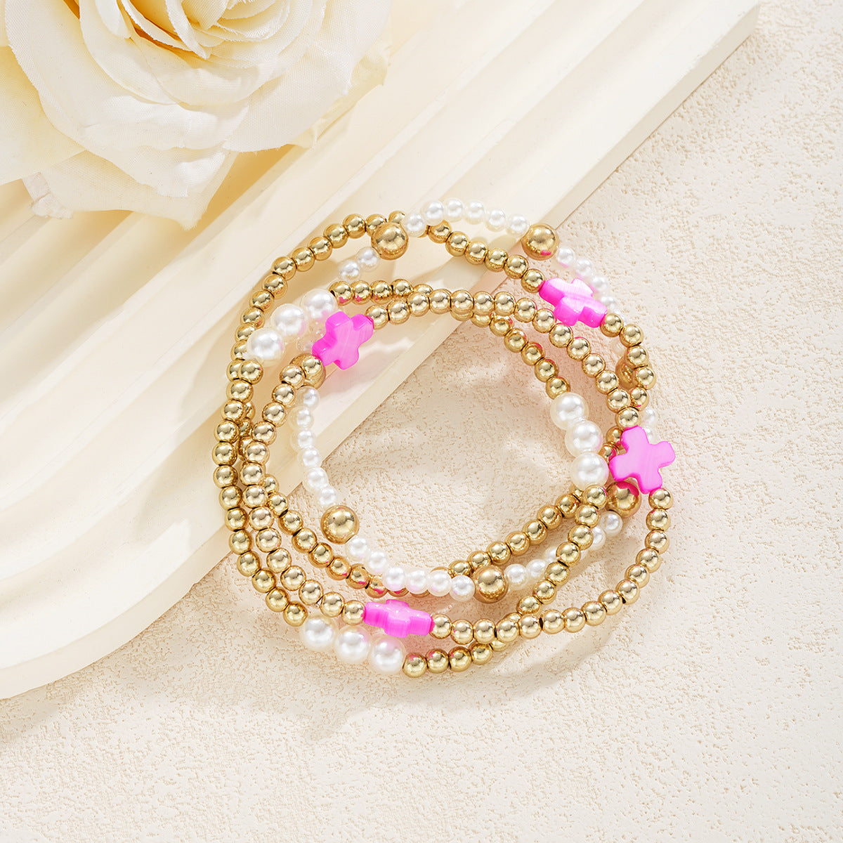 Wholesale Bohemian Bead Cross Bracelet 4-Piece Set