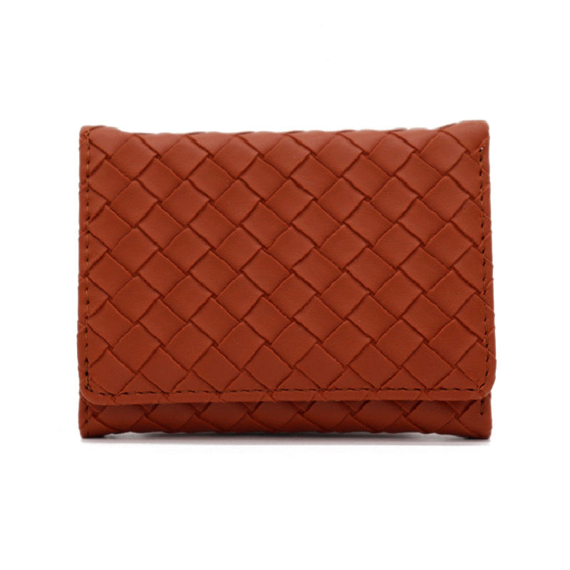 Wholesale PU Woven Pattern Three Fold Multi Card Ultra-thin Zero Wallet
