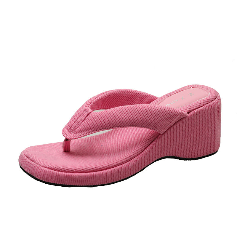 Wholesale Wedge Thick-soled High-heeled Flip-flops Women's Summer Beach Sandals
