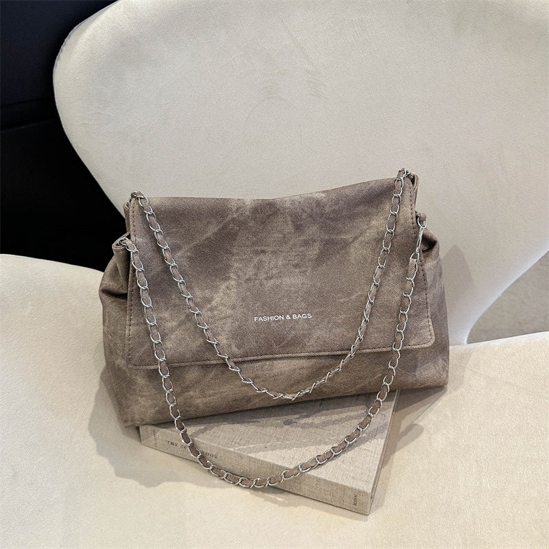 Wholesale Retro Large Capacity Denim Versatile Chain Shoulder Bag