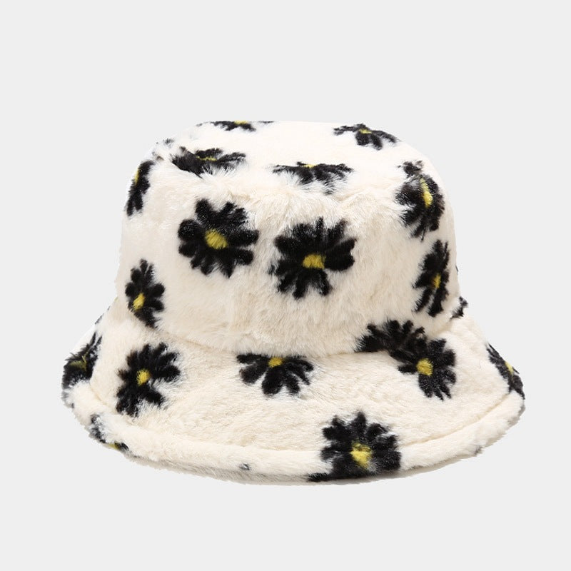 Wholesale New Small Chrysanthemum Pattern Plush Bucket Hat