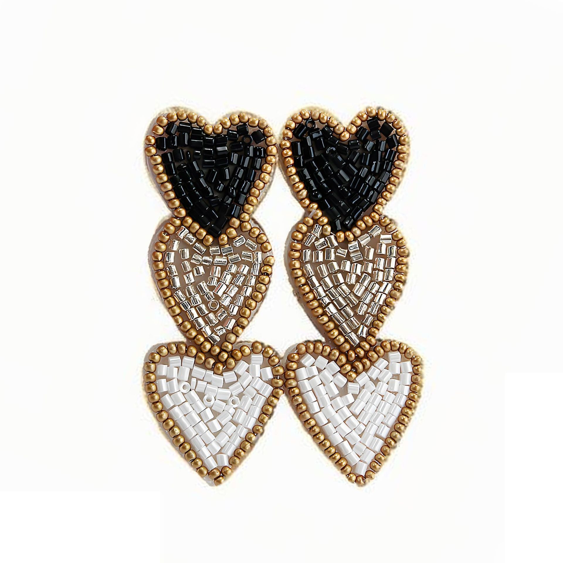Wholesale Hand-sewn Three-layer Love Pendant Earrings Suitable for Valentine's Day Gift Earrings for Women