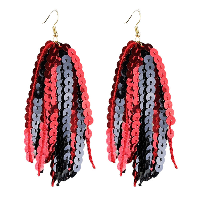 Wholesale Sports Season Multicolor Sparkling Tassel Earrings