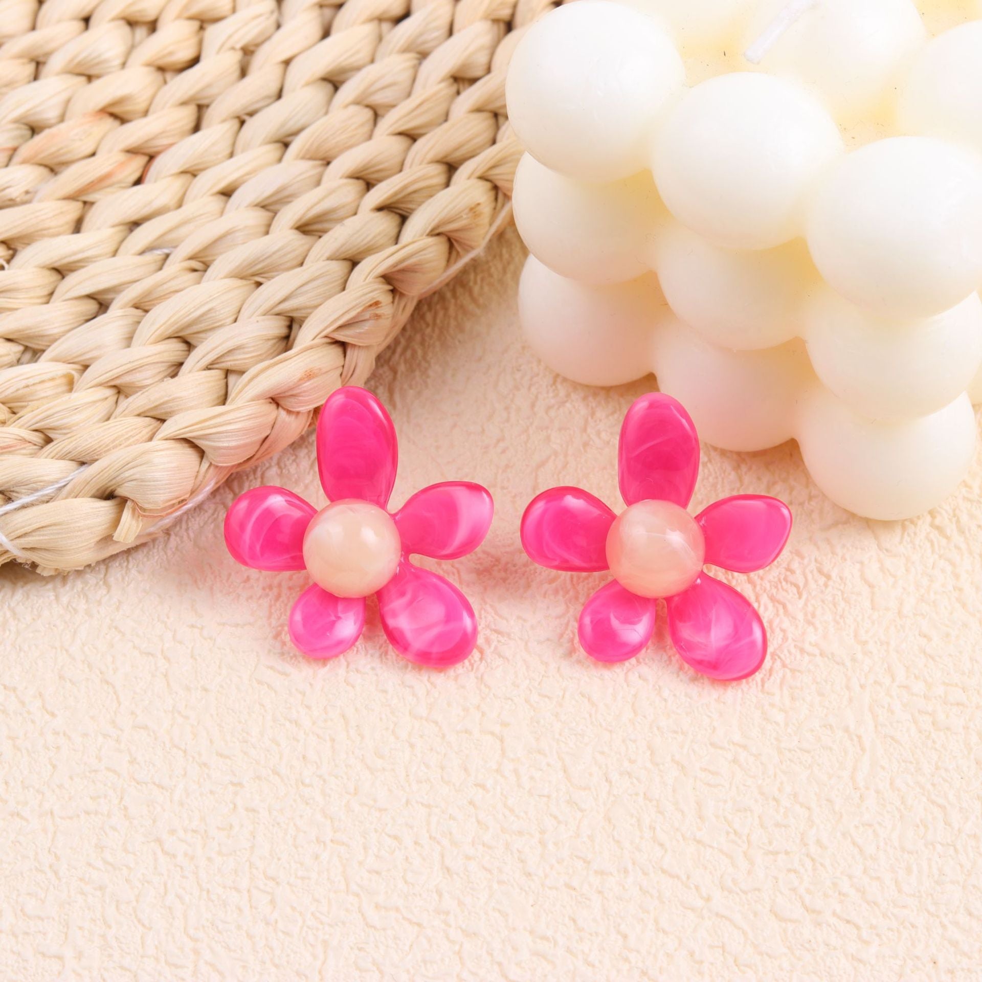 Wholesale Summer fresh earrings five-petal flower jelly color earrings