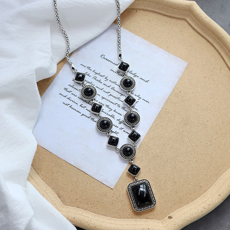 Wholesale Retro Ethnic Style Versatile Long Turquoise Necklace