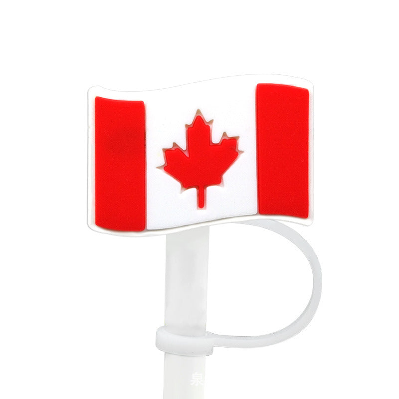 Wholesale of 10pcs Flag Series Silicone Straw Sets