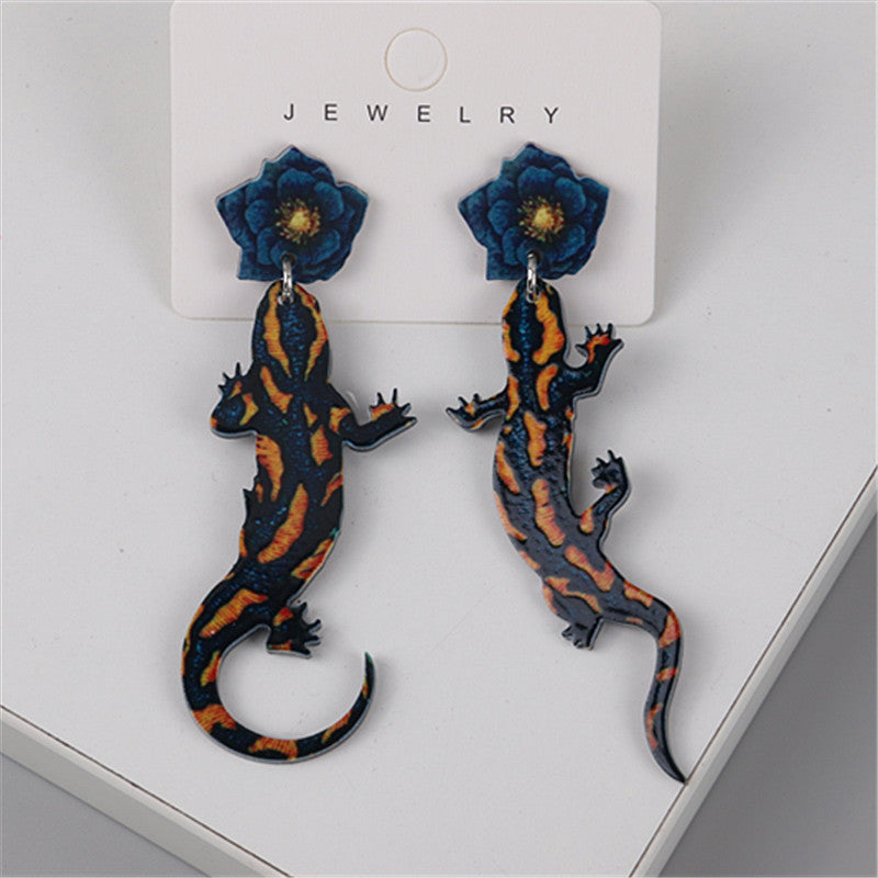 Wholesale Creative Lizard Gecko Red Fox Acrylic Earrings