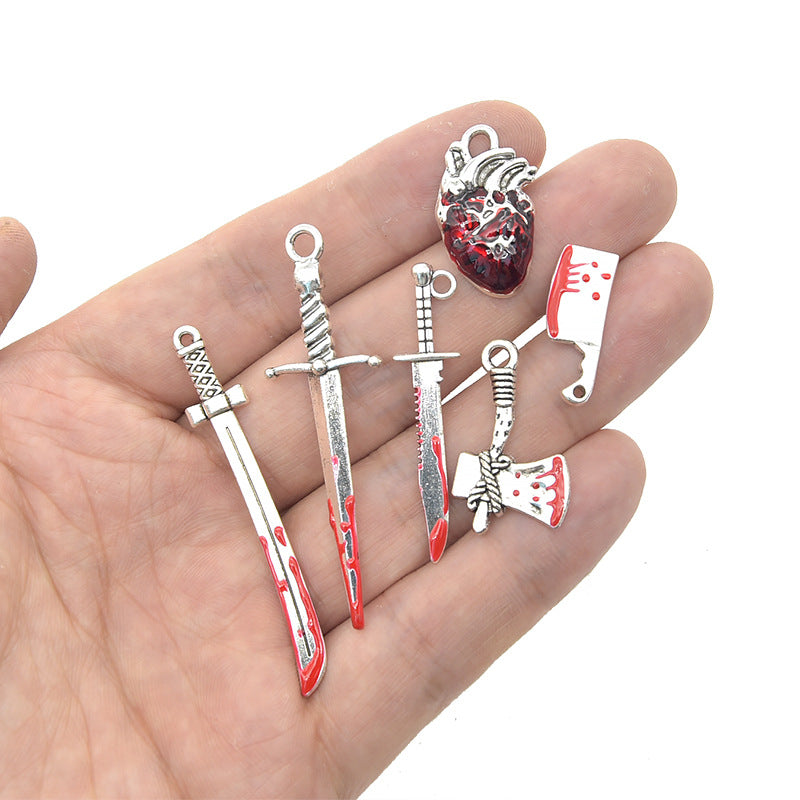 Wholesale 10pcs Gothic style simulation sword axe heart organ dripping Decorations