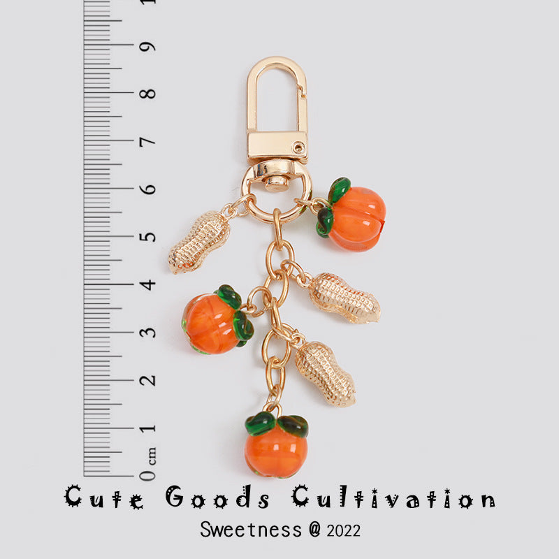 Wholesale Persimmon Keychain Good Things Happen Persimmon Ruyi Sansheng III Bag Exquisite Hanging Accessories Mobile Phone Rope Earphone Box