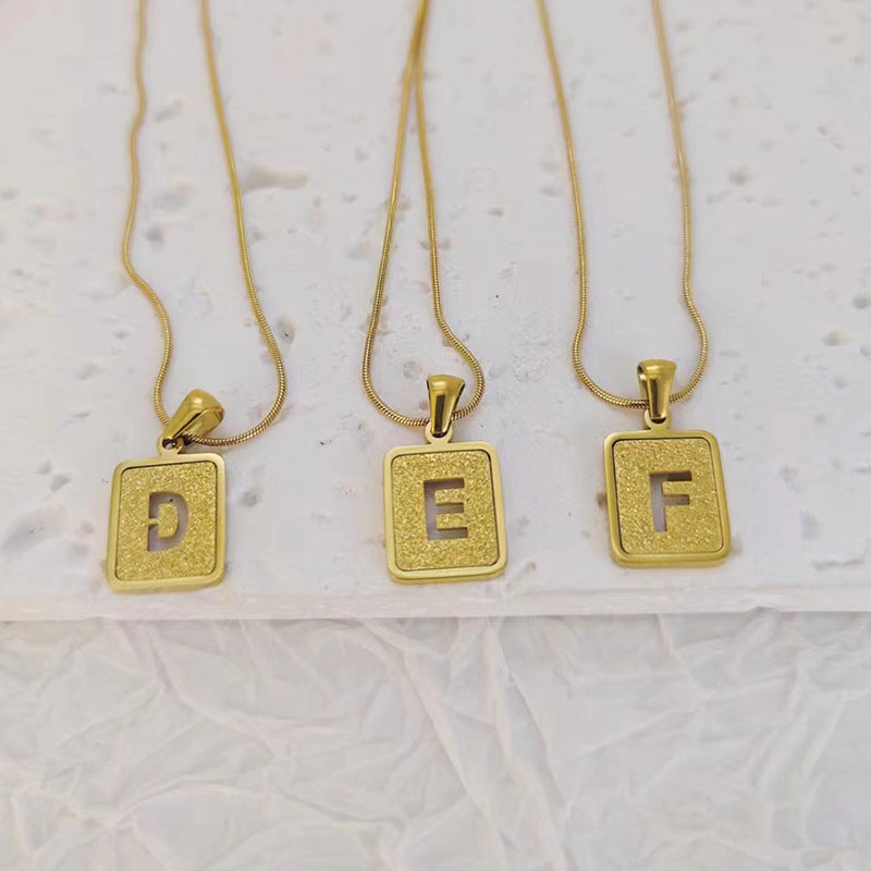 Wholesale Hollow 26 English Letter Titanium Steel Necklace