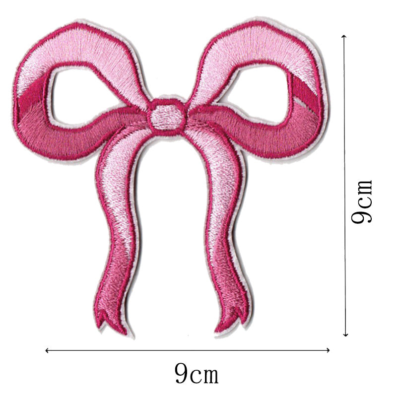 Wholesale Pink bow embroidery DIY Patches