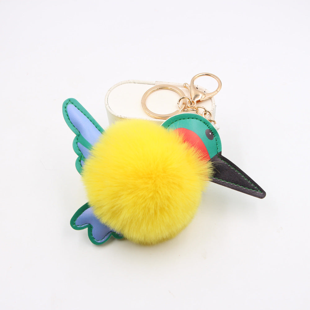 Wholesale Trendy Hummingbird Plush Bag Charm Dark Green Alloy Keychain Boutique Resale Accessory