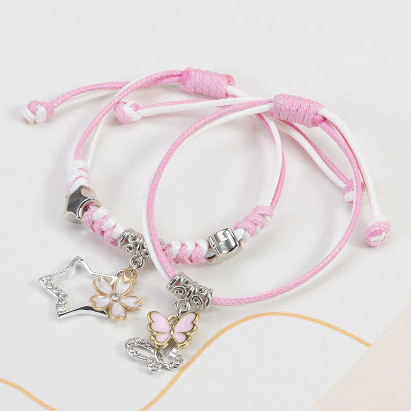 Wholesale Butterfly Flower Pentagram Friendship Braided Bracelet