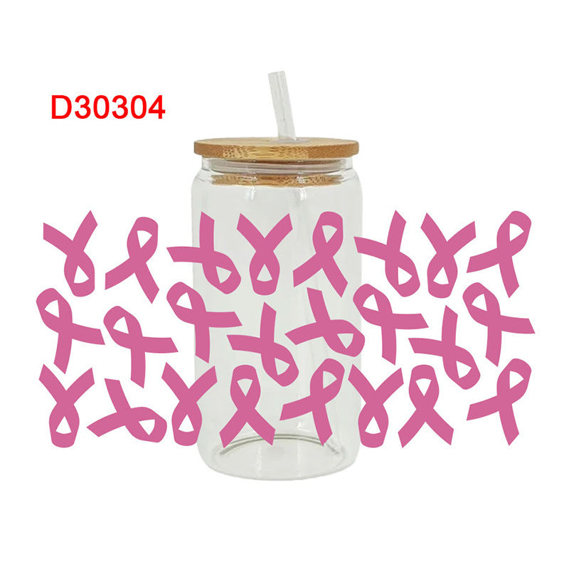 Wholesale Pink Love Butterfly 16oz Cup UV DTF Wraps