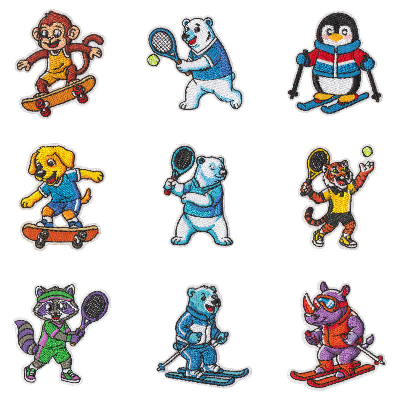 Wholesale Stylish Cute Animal Polyester Iron On Patches 9 Piece Set For Towels Clothing DIY Craft Boutique