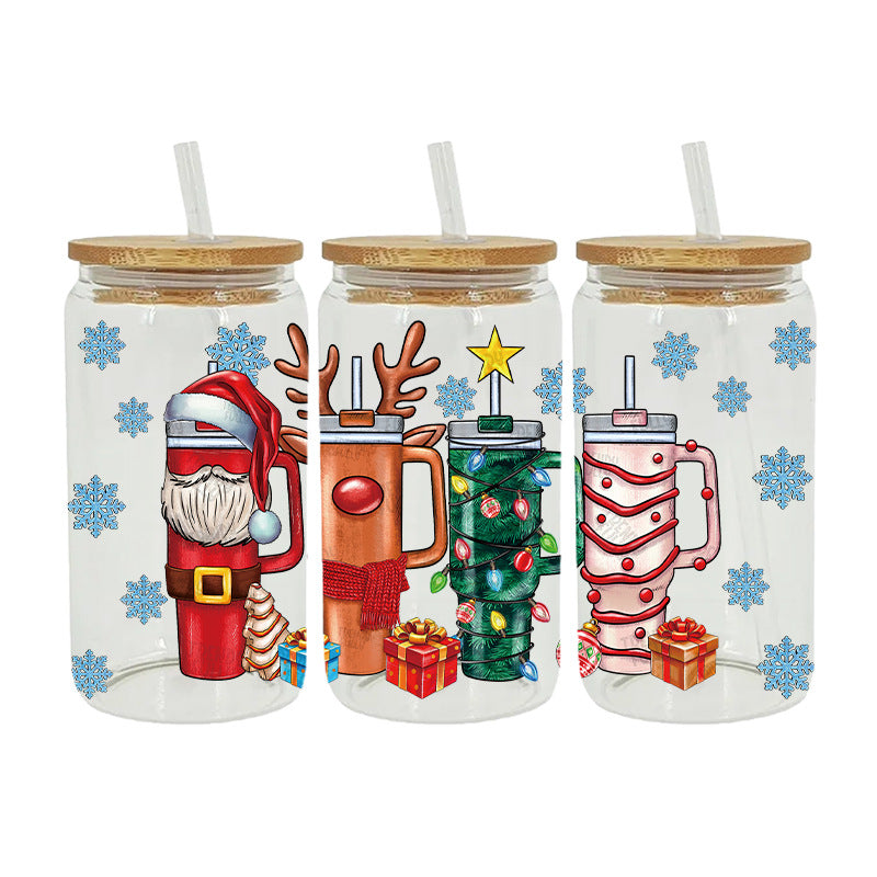 Wholesale Christmas Snowman Bell Series 16oz Cup UV DTF Wraps