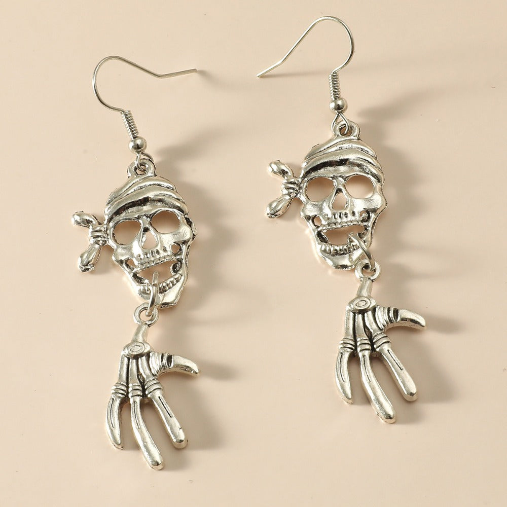 Wholesale Punk Skull Retro Rock Alloy Earrings