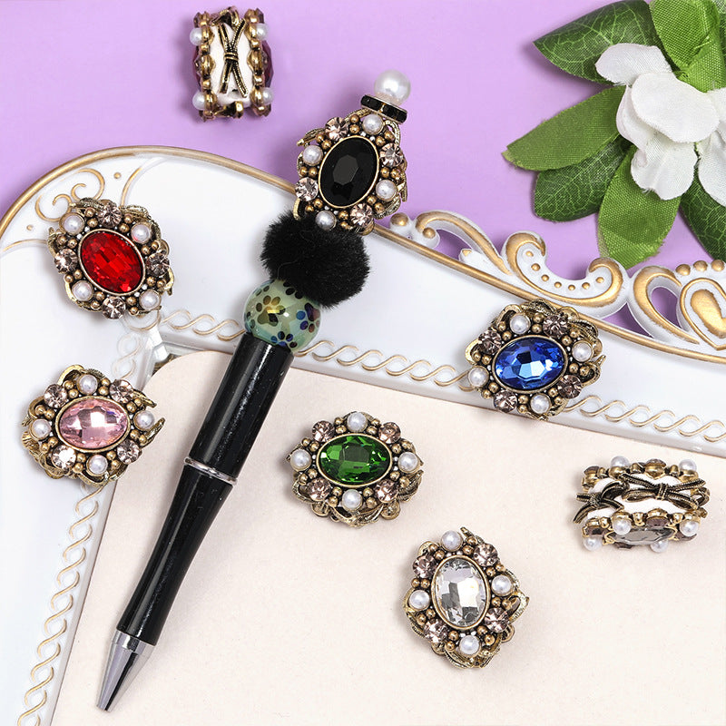 Wholesale Random 5pcs/pack  Western Regions Princess Oval Rhinestone Through-Hole Beads